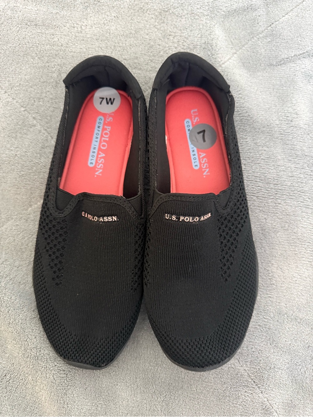 U.S. Polo Assn. Black Slip-On Knit Women’s Shoes with Coral Insoles